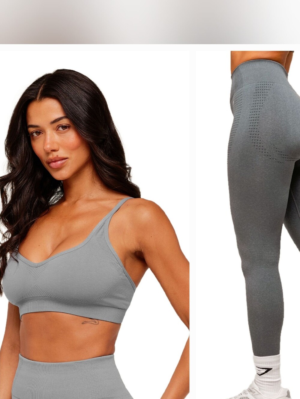 NWT Gymshark Vital Seamless Set Gray Leggings & Sports Bra Size Large L
